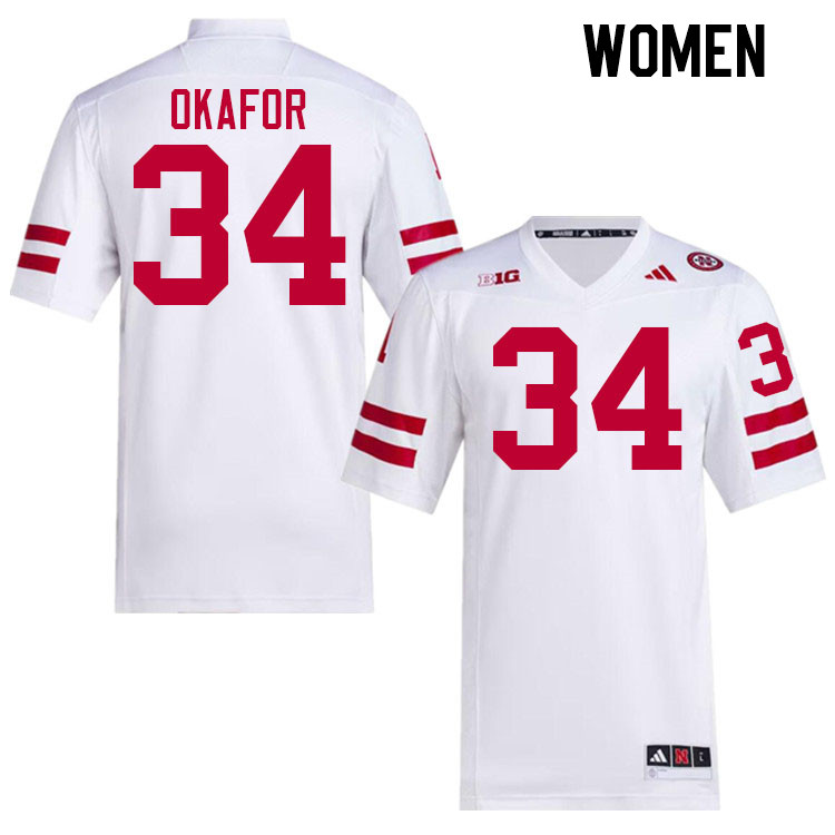 Women #34 Preston Okafor Nebraska Cornhuskers College Football Jerseys Stitched Sale-White